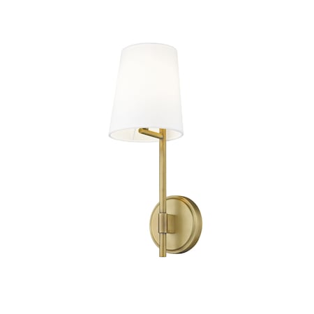 Winward 1 Light Wall Sconce, Rubbed Brass & White